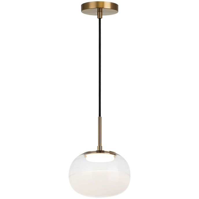 Jayce LED 7.88 inch Aged Gold Brass Pendant Ceiling Light in Aged Gold Brass and White