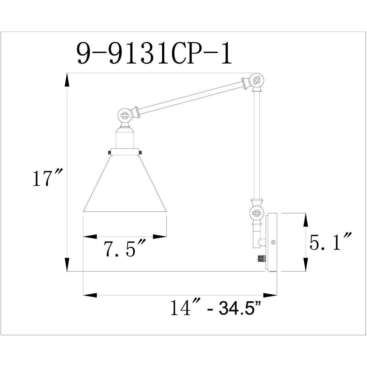 Drake 34.5 inch 60.00 watt Matte Black Adjustable Wall Sconce Wall Light, Essentials
