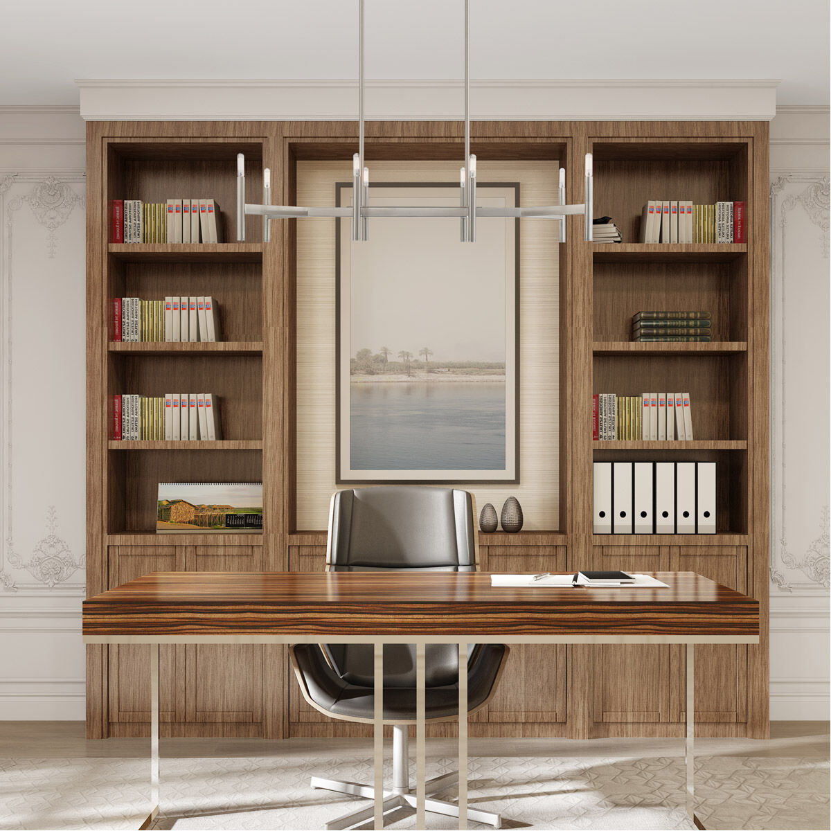 Copenhagen 8 Light 40 inch Brushed Nickel Linear Chandelier Ceiling Light 