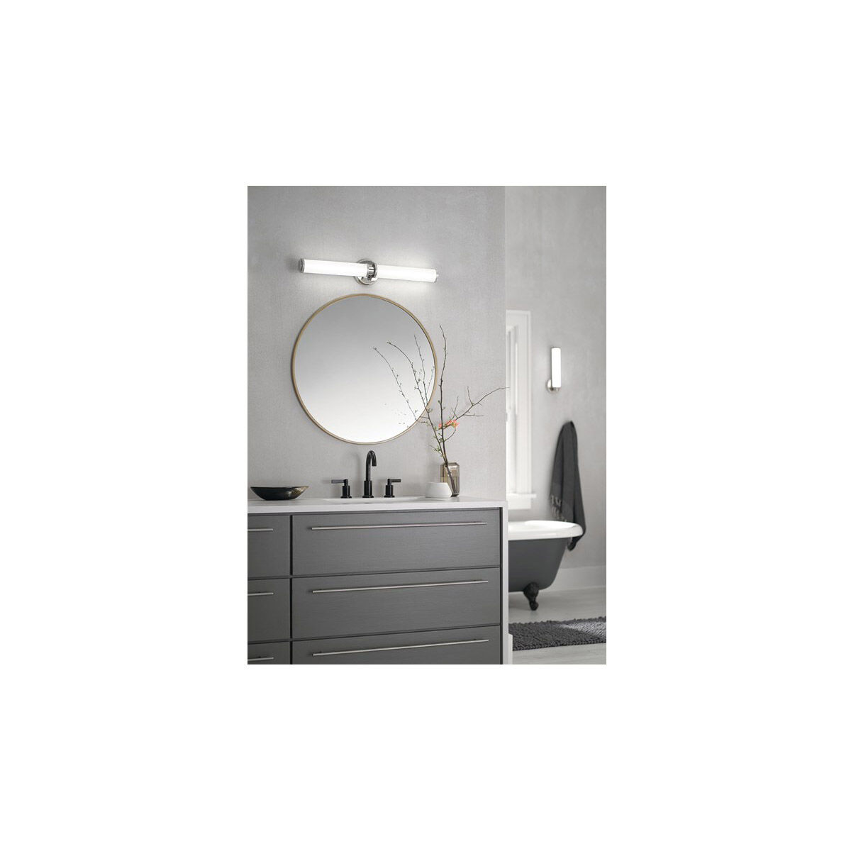 Indeco LED 27 inch Polished Nickel Linear Bath Large Wall Light, Large