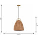Sean Lavin Norman 1 Light 13.38 inch Satin Brass with Chalk Wicker Pendant Ceiling Light