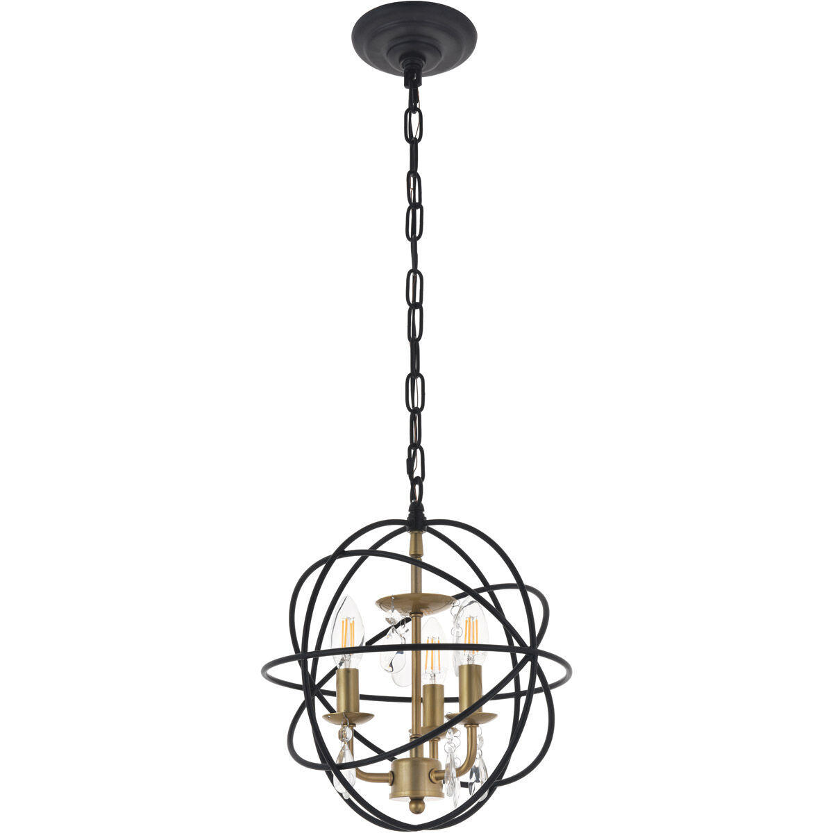 Wallace 3 Light 12 inch Matte Black and Brass Pendant Ceiling Light