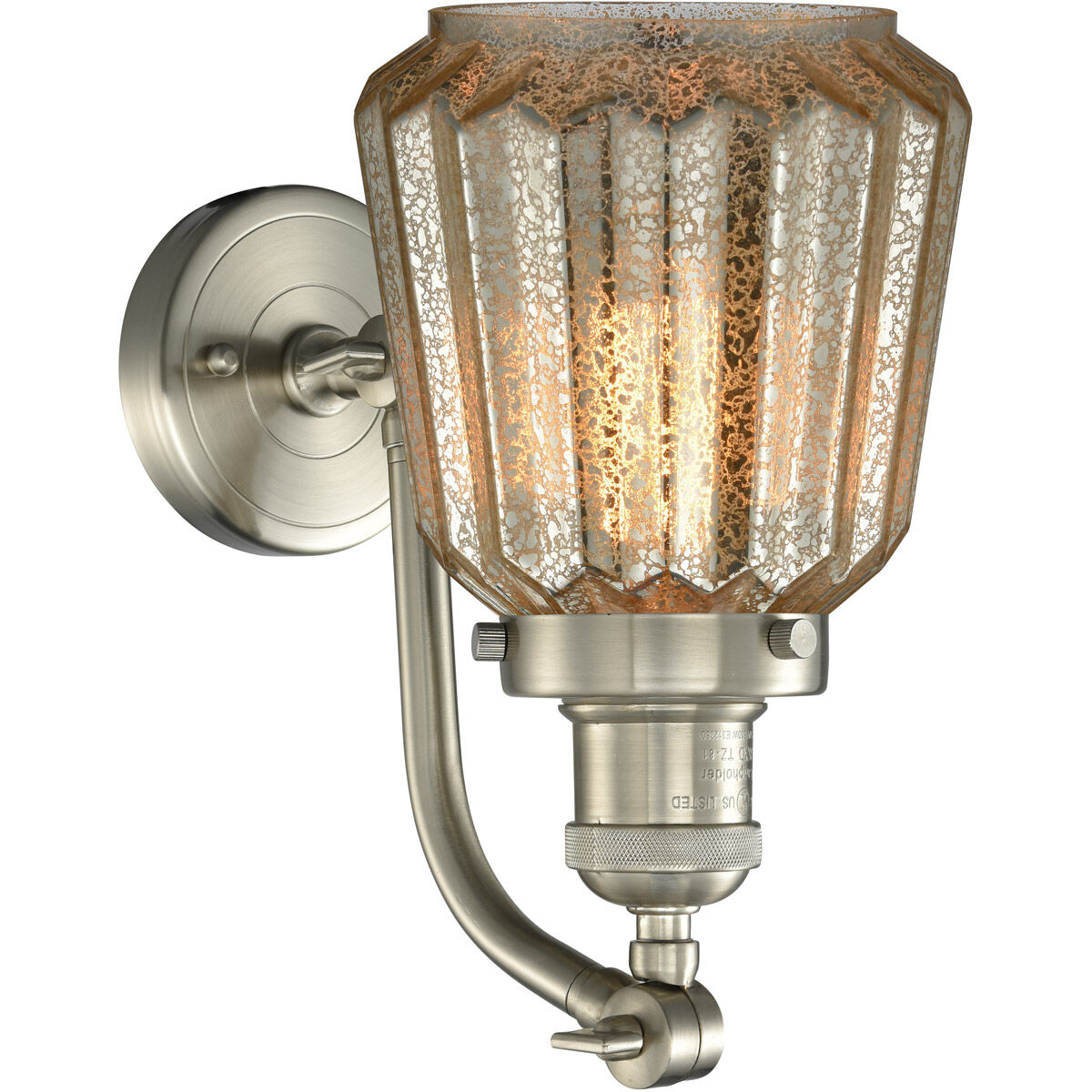 Franklin Restoration Chatham LED 6 inch Brushed Satin Nickel Sconce Wall Light in Mercury Glass, Franklin Restoration