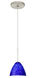 Mia 1 Light Satin Nickel Pendant Ceiling Light in Blue Cloud Glass, Halogen