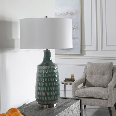 Scouts 31 inch 150.00 watt Deep Teal Glaze with Brushed Nickel Details Table Lamp Portable Light