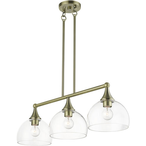 Glendon 3 Light 30 inch Antique Brass Linear Chandelier Ceiling Light