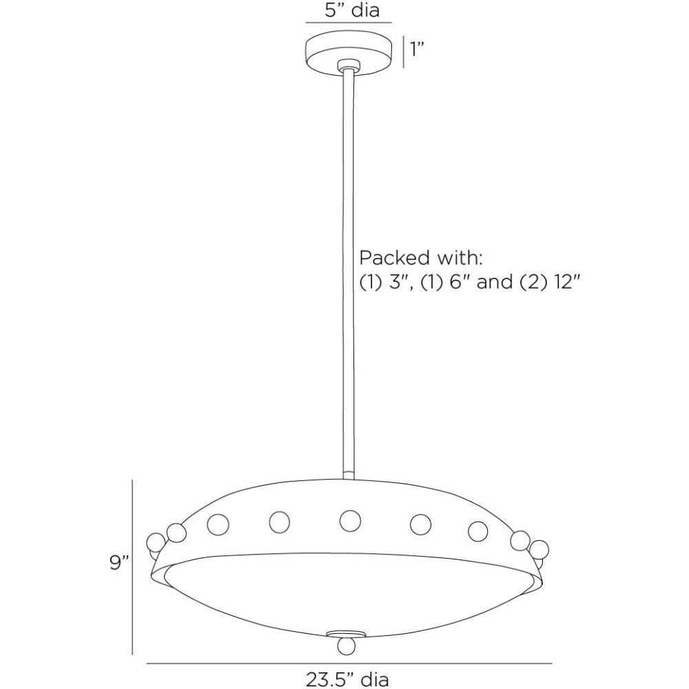 Fenton 3 Light 23.5 inch Antique Brass and Black Pendant Ceiling Light