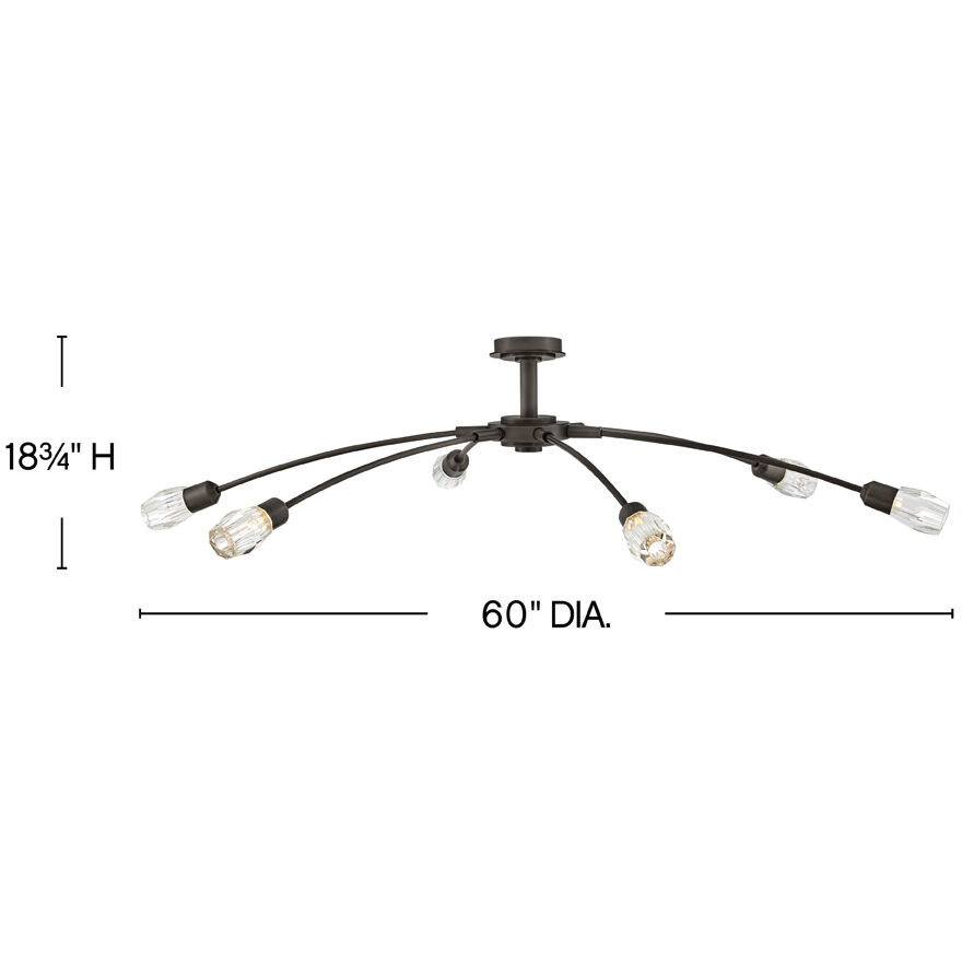 Atera LED 60 inch Black Oxide Chandelier Ceiling Light, Single Tier