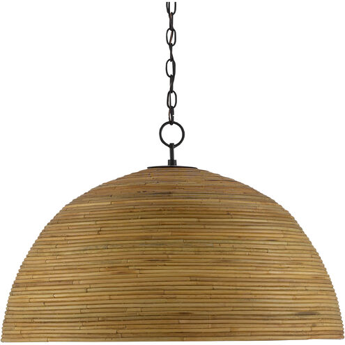 Plantsman 1 Light 28 inch Satin Black/Natural Pendant Ceiling Light