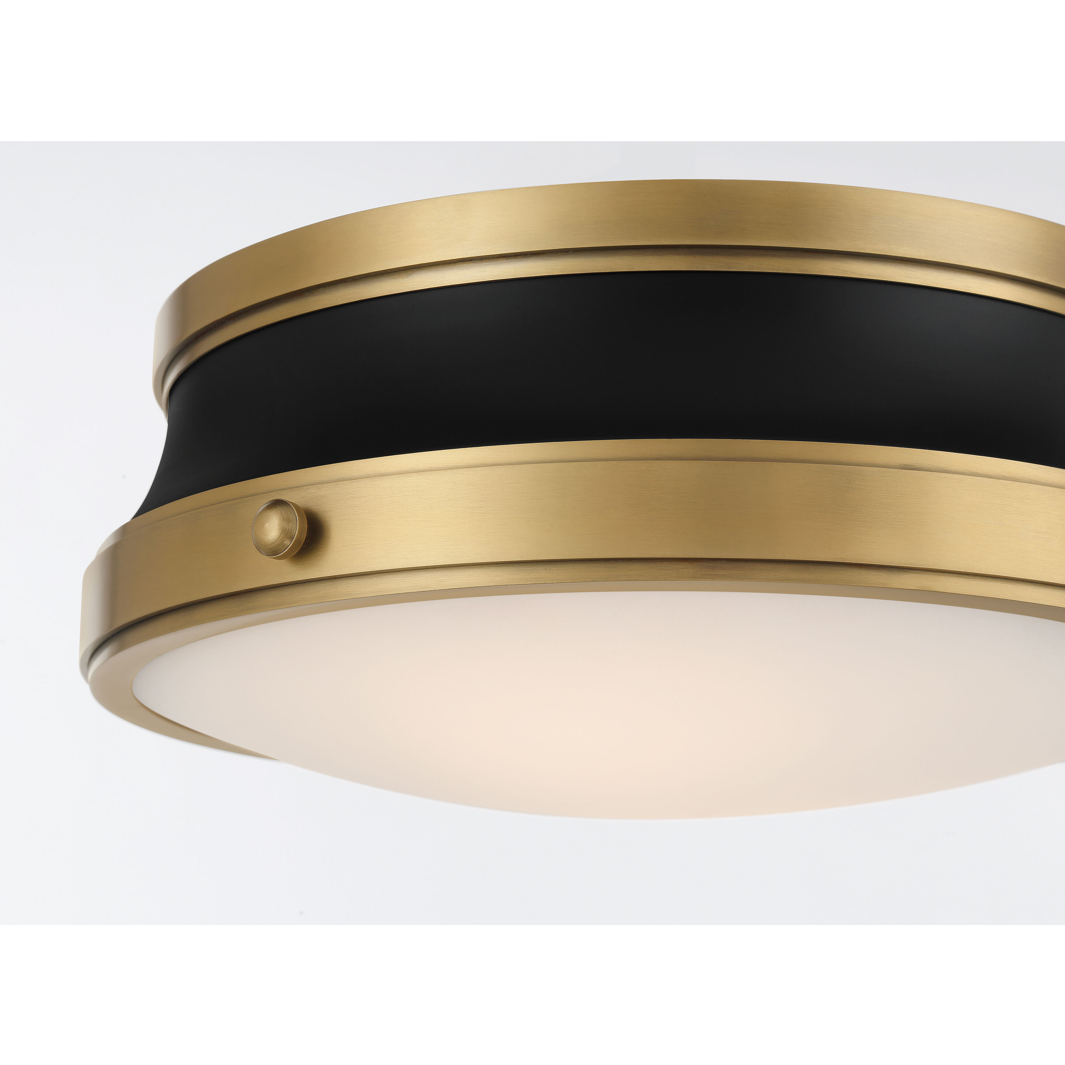 Purelight 2 Light 15 inch Legacy Brass and Dark Matte Black Flush Mount Ceiling Light