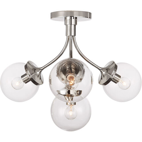 kate spade new york Prescott 4 Light 18 inch Polished Nickel Semi-Flush Mount Ceiling Light in Clear Glass, Medium