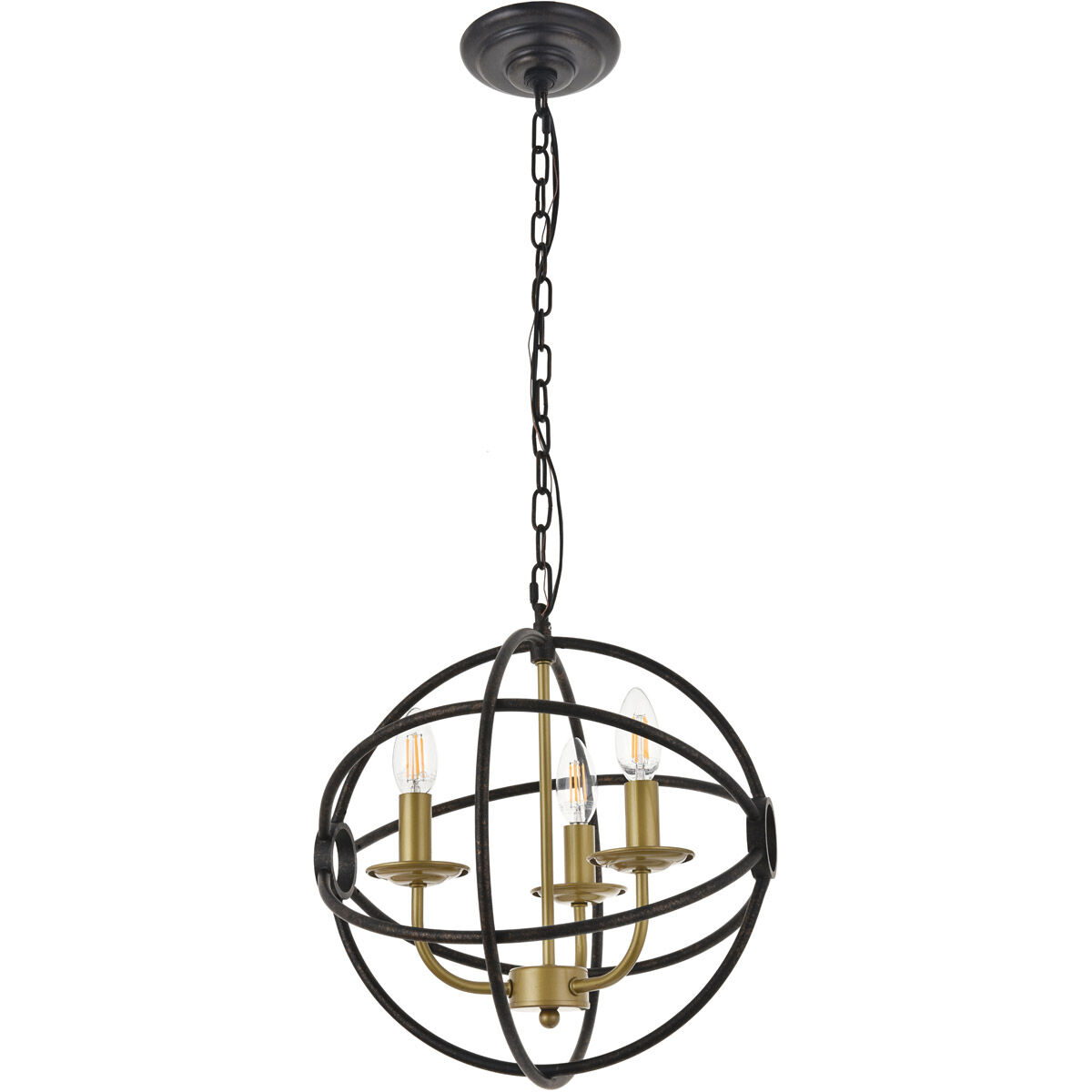 Octavia 3 Light 14 inch Brass and Dark Brown Pendant Ceiling Light