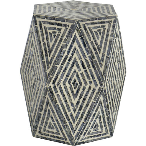 Hexagon 18.1 inch Black and White Stool, Hexagon