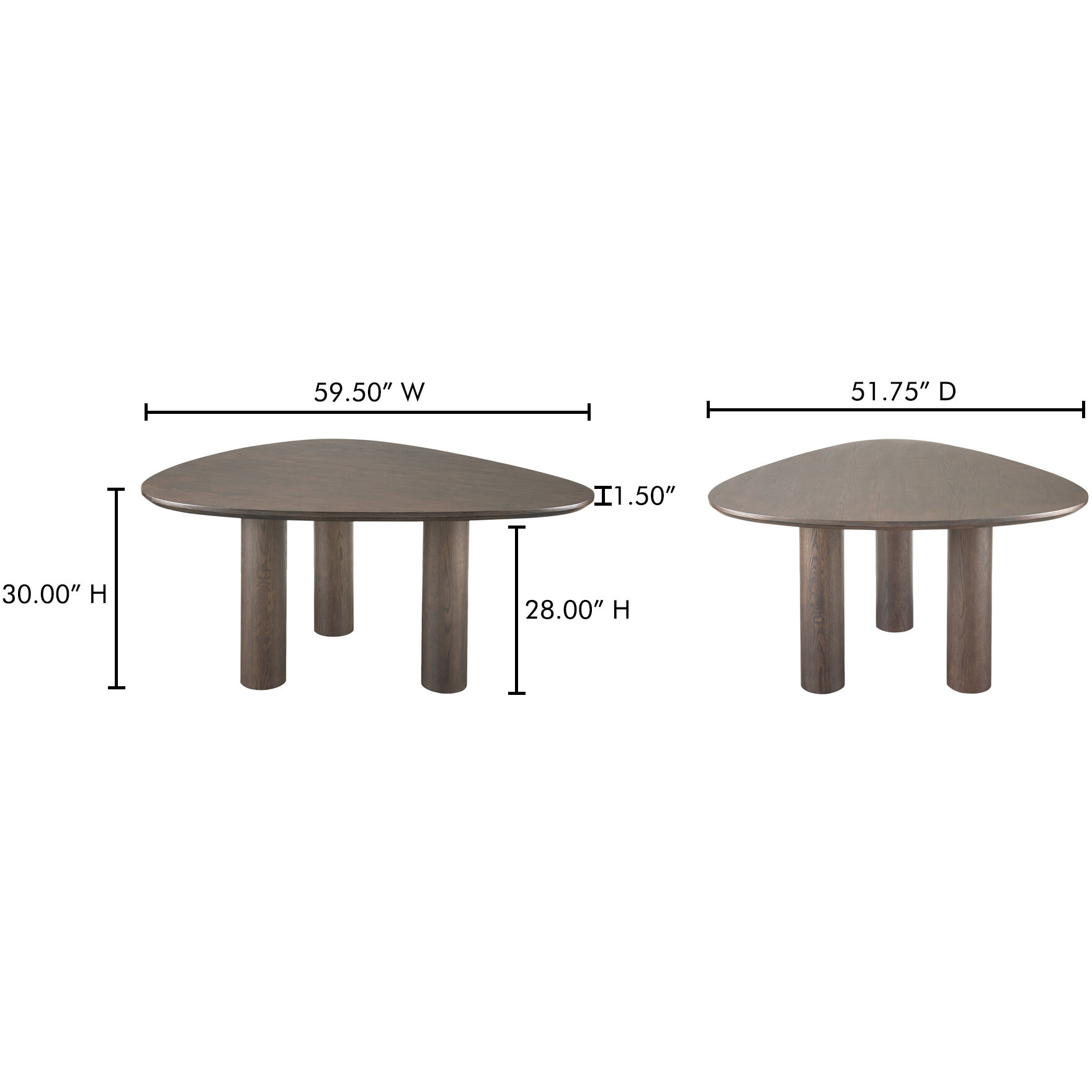 Finley 59.5 X 51.75 inch Dark Brown Dining Table