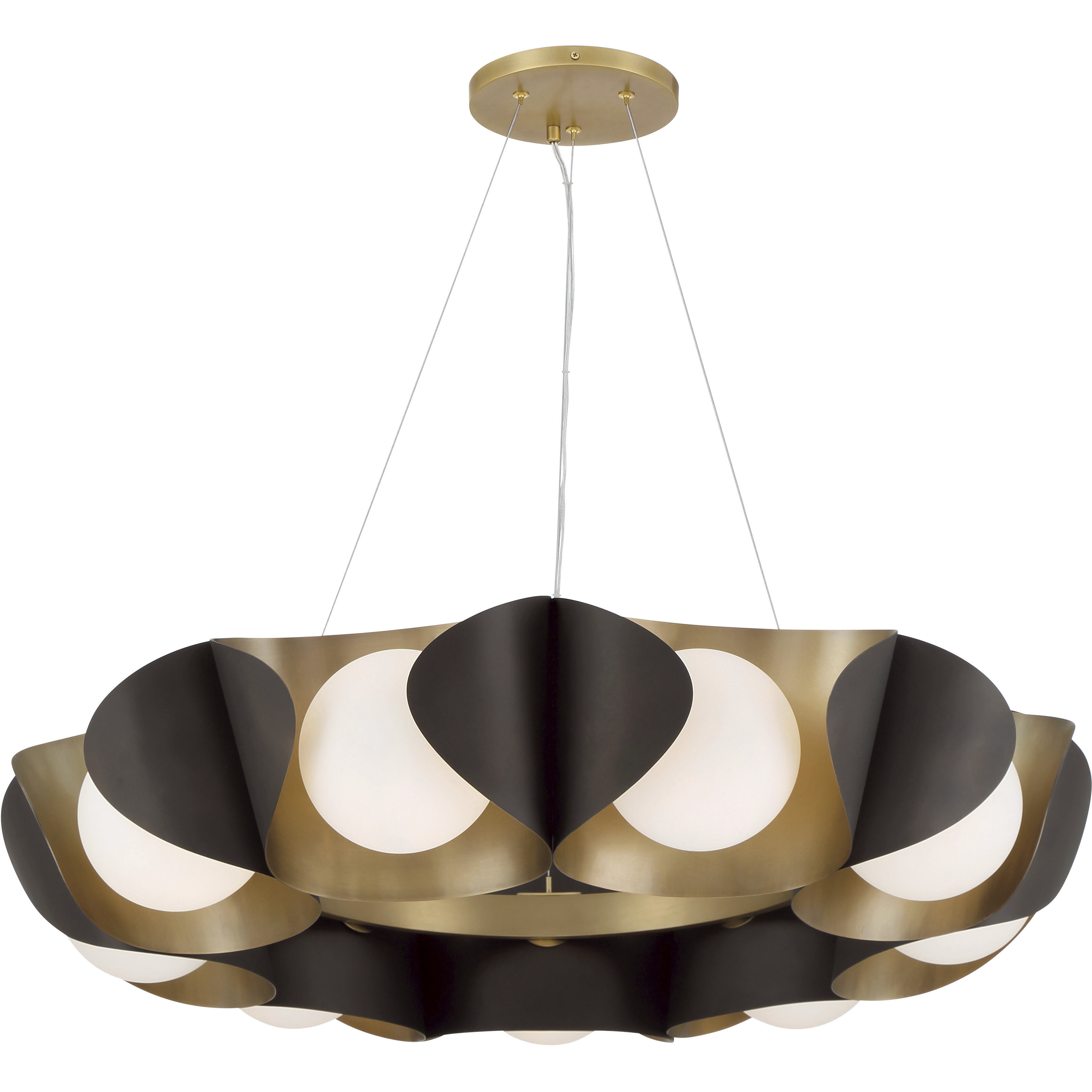 Flare 9 Light 34.25 inch Legacy Brass and Dark Bronze Pendant Ceiling Light
