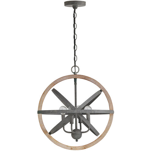 Bluffton 4 Light 18 inch Iron and Wood Pendant Ceiling Light