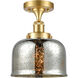 Bell 1 Light 7.75 inch Satin Gold Semi-Flush Mount Ceiling Light