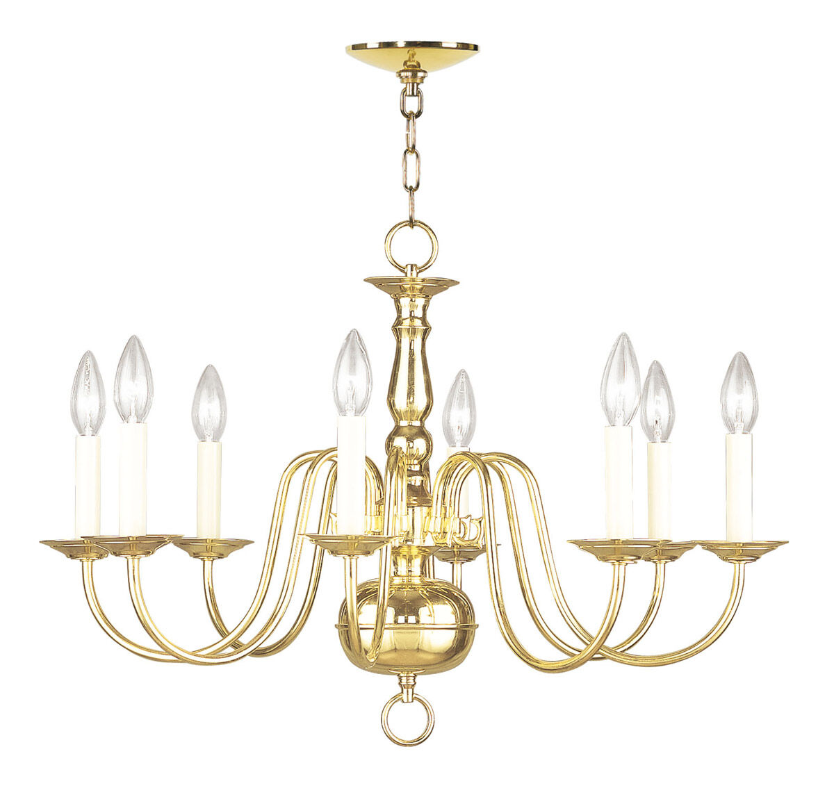 Williamsburgh 8 Light 26 inch Polished Brass Chandelier Ceiling Light
