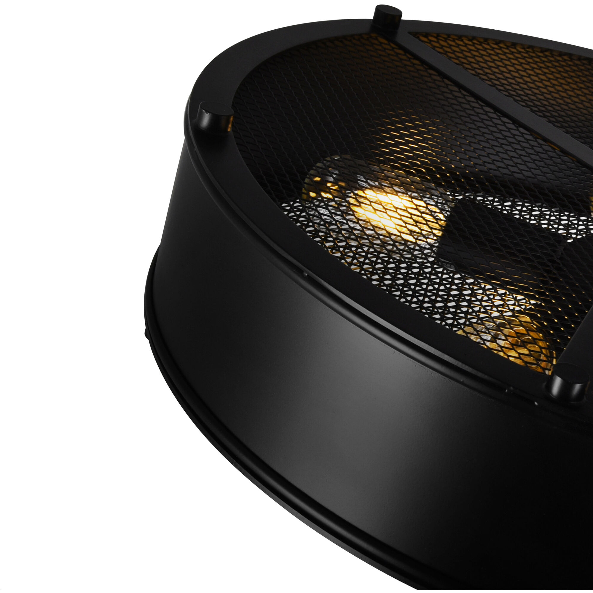 Tigris 3 Light 16 inch Black Drum Shade Flush Mount Ceiling Light