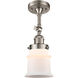 Franklin Restoration Small Canton 1 Light 6 inch Brushed Satin Nickel Semi-Flush Mount Ceiling Light in Matte White Glass, Franklin Restoration