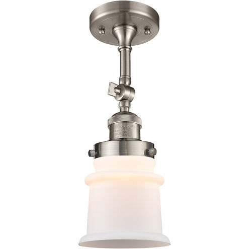 Franklin Restoration Small Canton 1 Light 6 inch Brushed Satin Nickel Semi-Flush Mount Ceiling Light in Matte White Glass, Franklin Restoration
