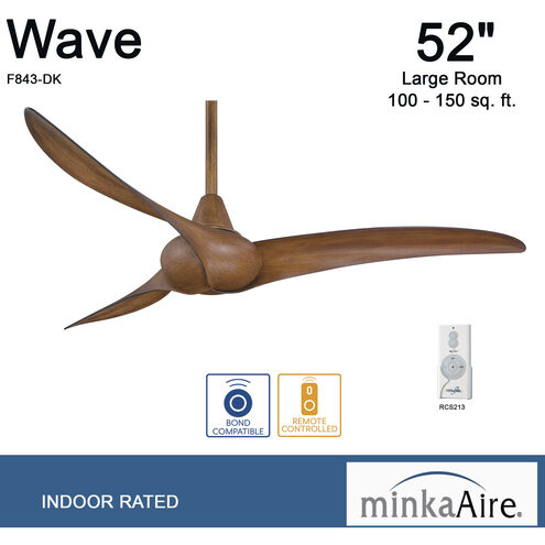 Wave 52 inch Distressed Koa Ceiling Fan