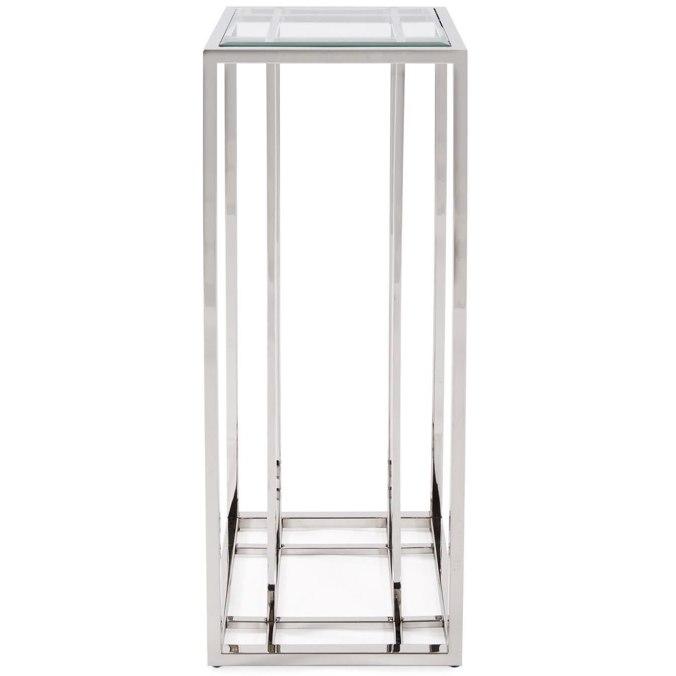 Echo 36 X 14 inch Polished Stainless Steel Pedestal Table