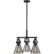 Newton Cone 3 Light 20.38 inch Matte Black Pendant Ceiling Light in Plated Smoke Glass