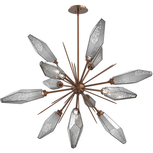 Rock Crystal LED 38.1 inch Burnished Bronze Chandelier Ceiling Light in Chilled Smoke, 2700K LED, Starburst