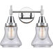 Caden 2 Light 15 inch Polished Chrome Bath Vanity Light Wall Light in Seedy Glass