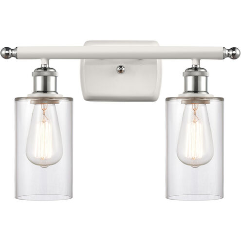 Ballston Clymer 2 Light 16 inch White and Polished Chrome Bath Vanity Light Wall Light in Clear Glass, Ballston