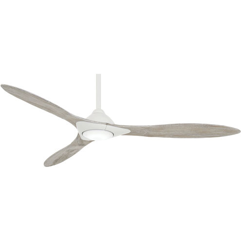 Sleek 60 inch Flat White with Bleached Seasoned Wood Blades Ceiling Fan