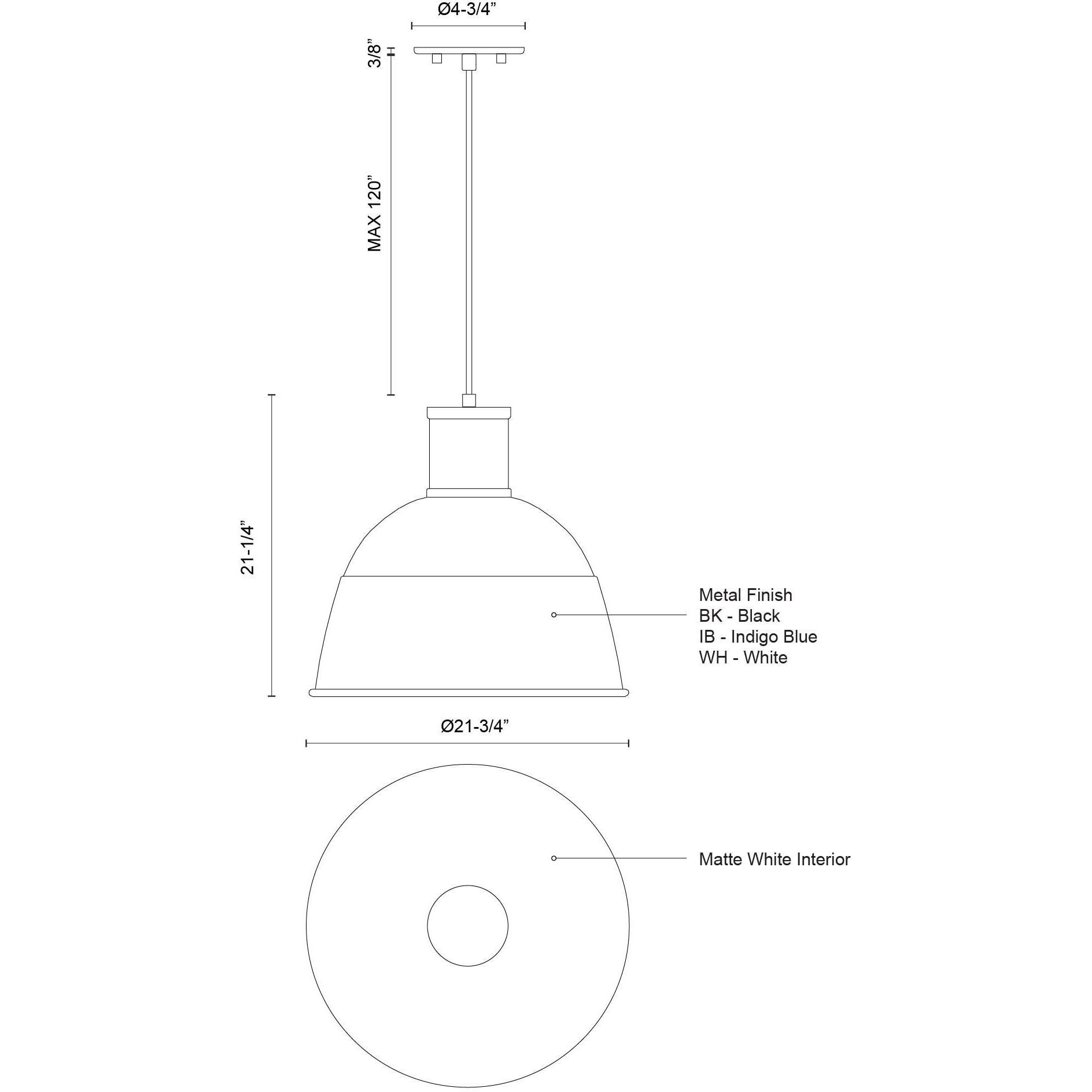 Irving Pendant Ceiling Light in Indigo Blue