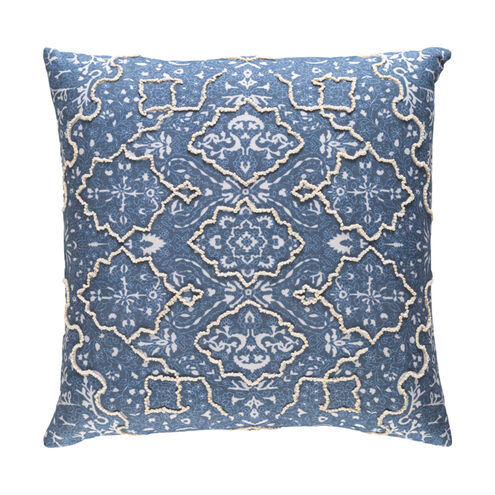 Batik 18 X 18 inch Denim and Ivory Pillow