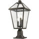 Talbot 3 Light 22 inch Oil Rubbed Bronze Outdoor Pier Mounted Fixture in Seedy Glass