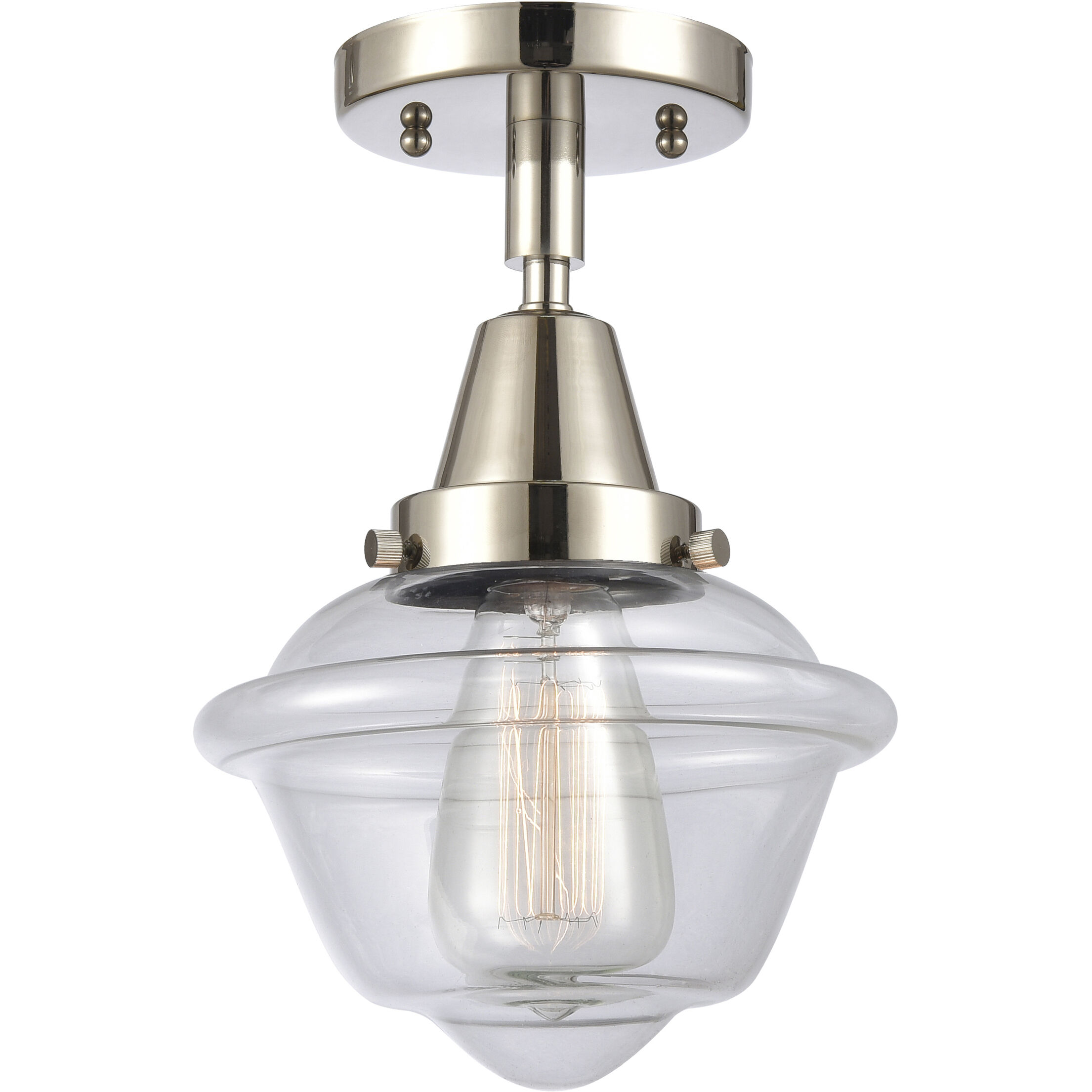 Franklin Restoration Small Oxford 1 Light 8 inch Polished Nickel Flush Mount Ceiling Light in Clear Glass