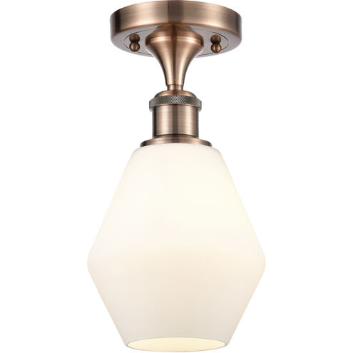 Ballston Cindyrella 1 Light 6 inch Antique Copper Semi-Flush Mount Ceiling Light in Incandescent, Matte White Glass