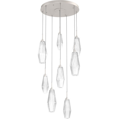 Aalto LED 27.4 inch Beige Silver Chandelier Ceiling Light in 3000K LED, Metallic Beige Silver, Optic Rib Clear, Round Multi-Port
