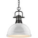 Duncan 1 Light 14 inch Matte Black Pendant Ceiling Light in White, Large
