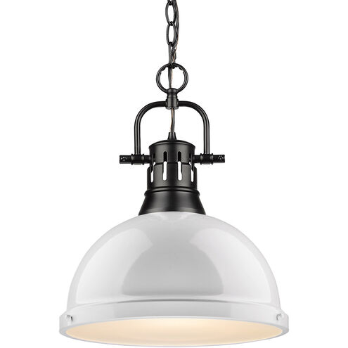Duncan 1 Light 14 inch Matte Black Pendant Ceiling Light in White, Large