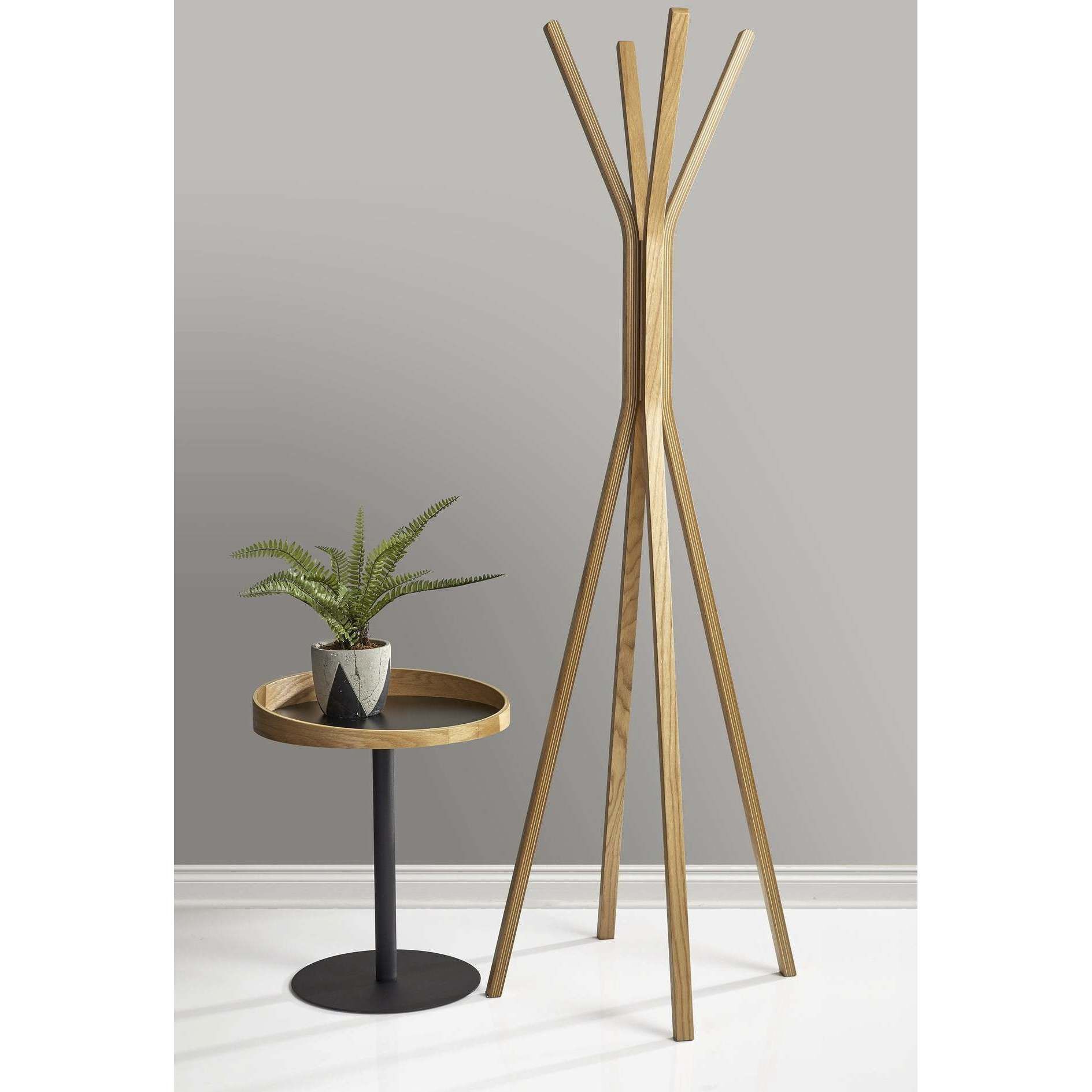 Toby 68 inch Plywood with Natural Oak Wood Veneer Coat Rack