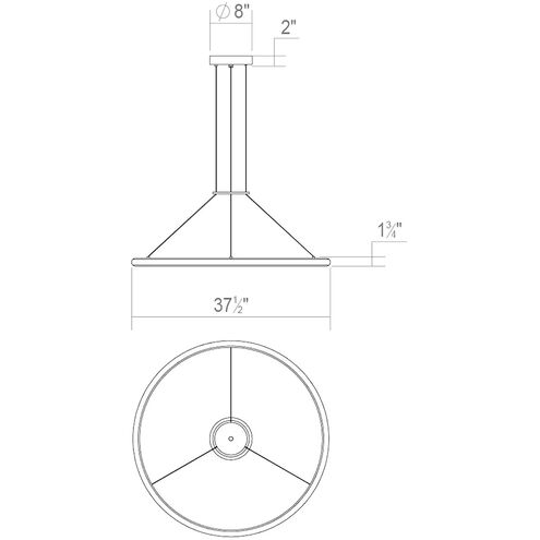 Luna LED 38 inch Bright Satin Aluminum Pendant Ceiling Light