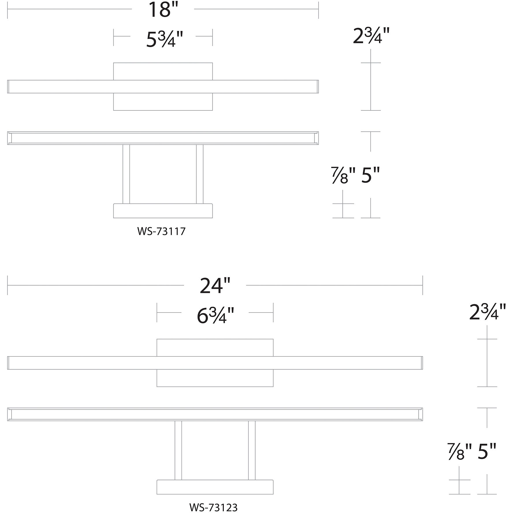 Parallax LED 18 inch Black Bath Vanity & Wall Light in 2700K, dweLED