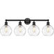 Athens Water Glass 4 Light 35 inch Matte Black Bath Vanity Light Wall Light in Clear Glass