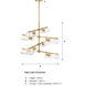 Latitude 8 Light 28.5 inch Brushed Gold Chandelier Ceiling Light