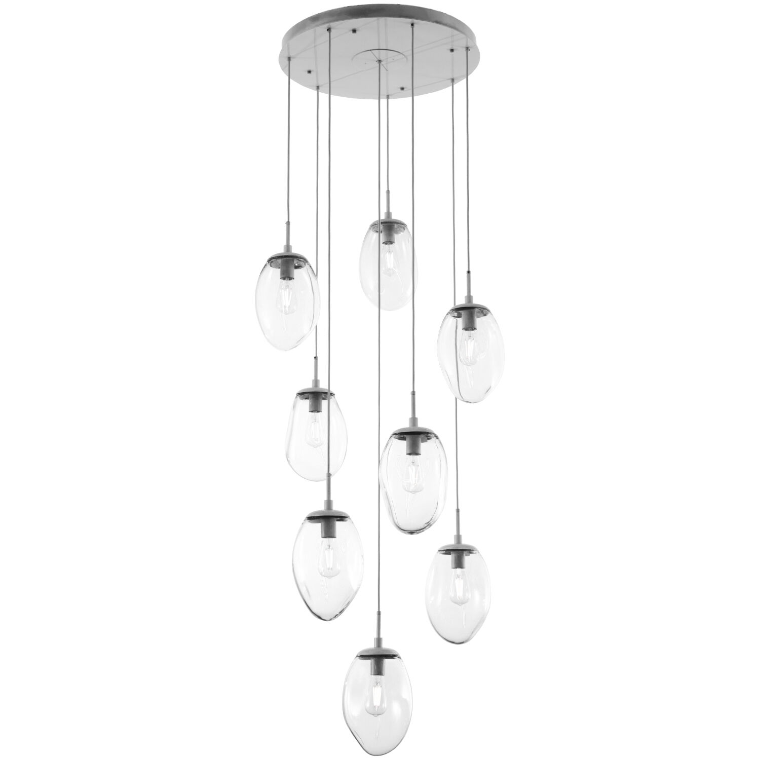 Meteo Incandescent 3 Light Beige Silver Chandelier Ceiling Light, Round Multi-Port