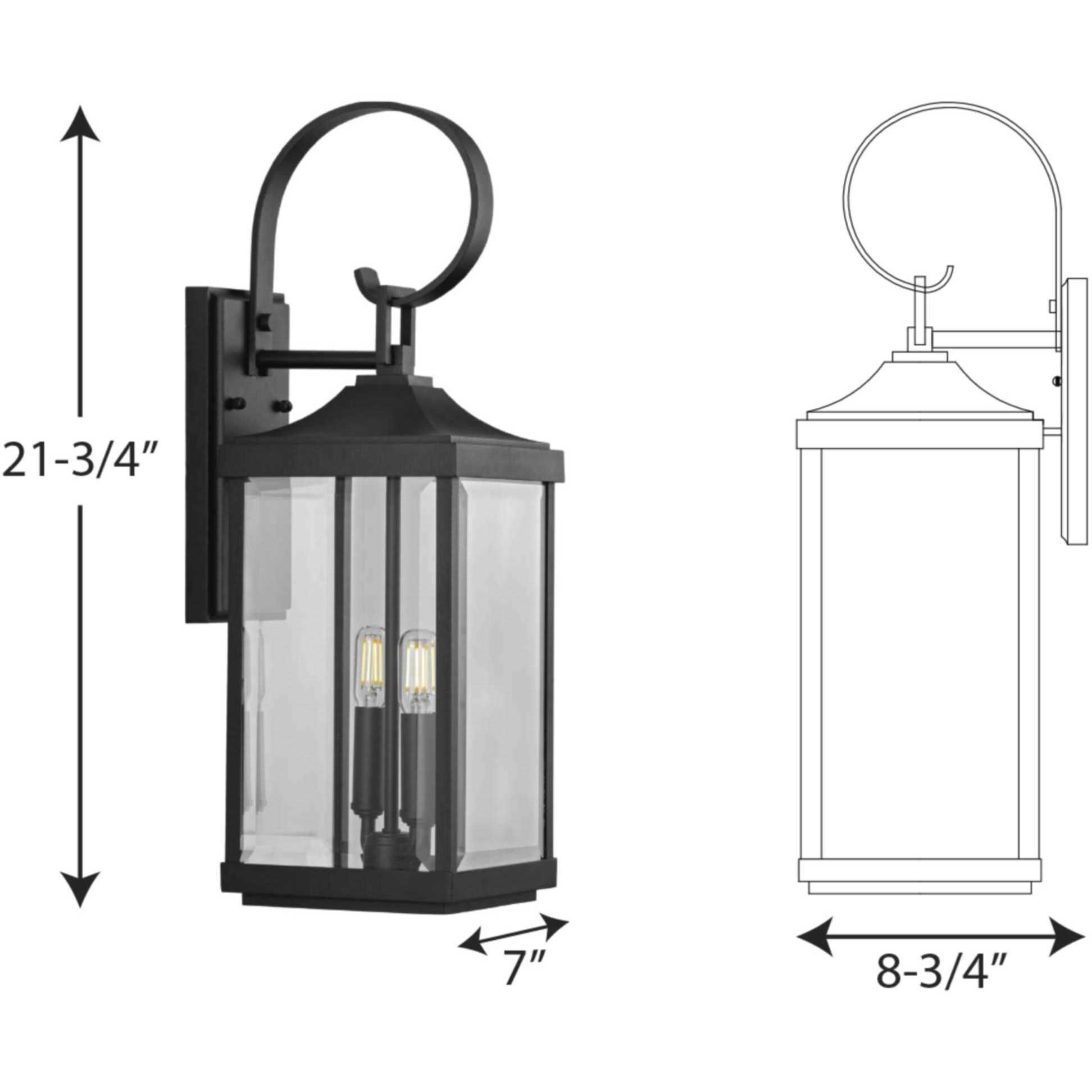 Gibbes Street 2 Light 22 inch Textured Black Outdoor Wall Lantern, Medium, Design Series