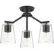 Vertex 3 Light 18 inch Matte Black Convertible Chandelier Ceiling Light