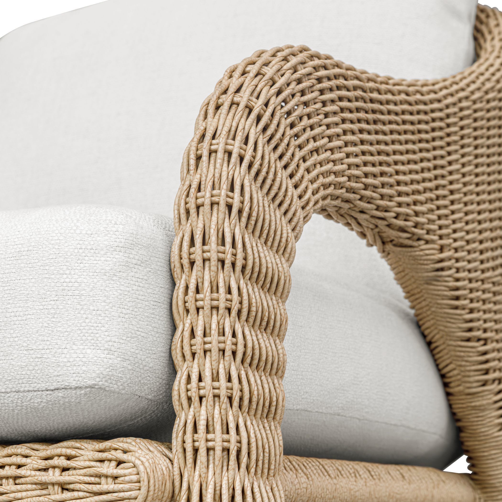 Kavali Natural Honey and Oyster White Outdoor Lounge Chair