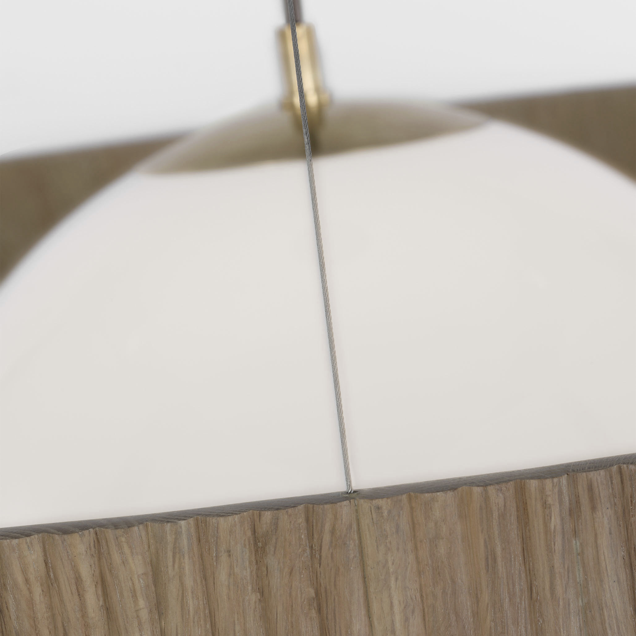 Windsor Smith Arena LED 53 inch Hand-Rubbed Antique Brass and Natural Oak Ring and Globe Chandelier Ceiling Light